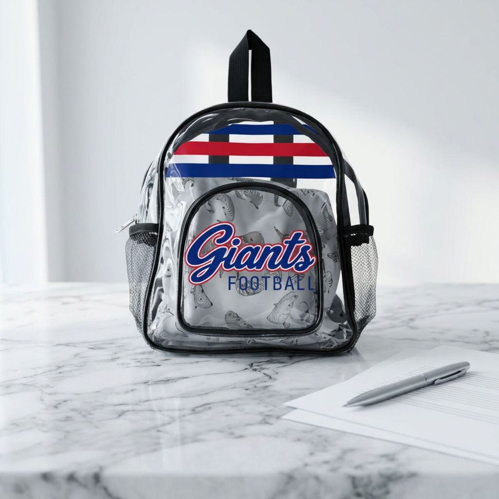 Giants Clear Backpack, Stadium Bag, Football Game Bag, Transparent Backpack