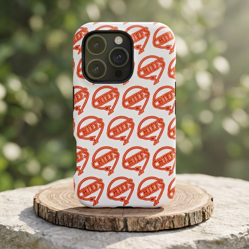 Chiefs Pattern Phone Case, Magnetic Phone Case, Retro Phone Case, Baseball Case for iPhone or Samsung, Chiefs Football Gifts