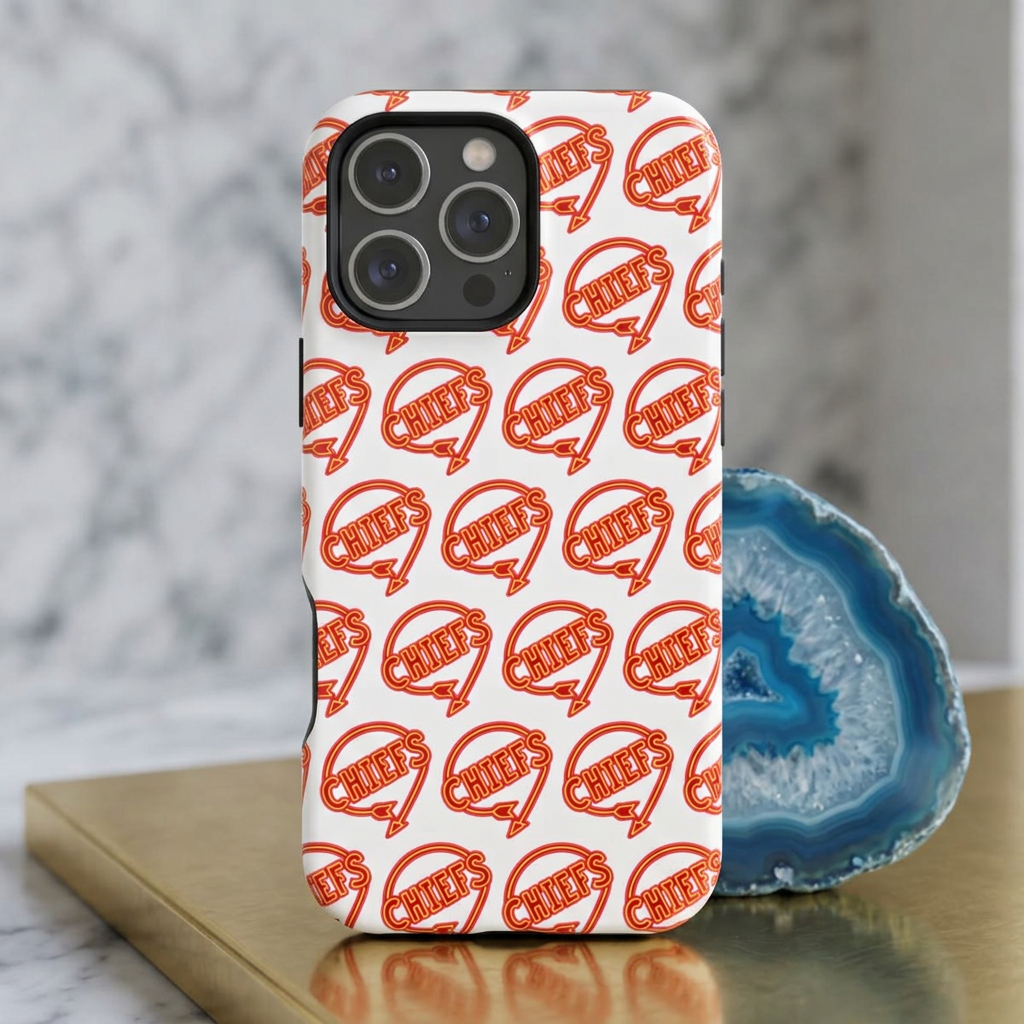 Chiefs Pattern Phone Case, Magnetic Phone Case, Retro Phone Case, Baseball Case for iPhone or Samsung, Chiefs Football Gifts