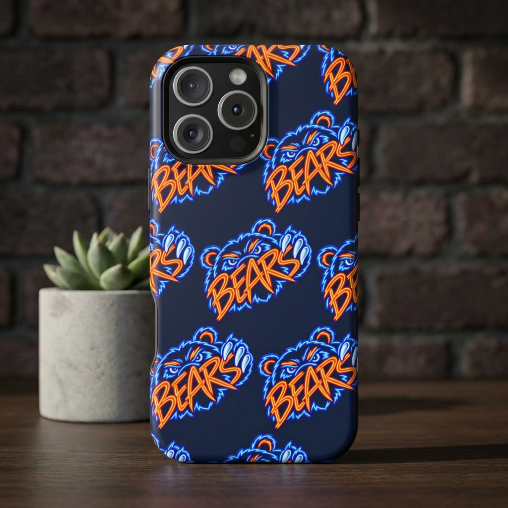Neon Bears Phone Case, Magnetic Phone Case, Retro Phone Case, Matte/Glossy Phone Case, Football Gifts