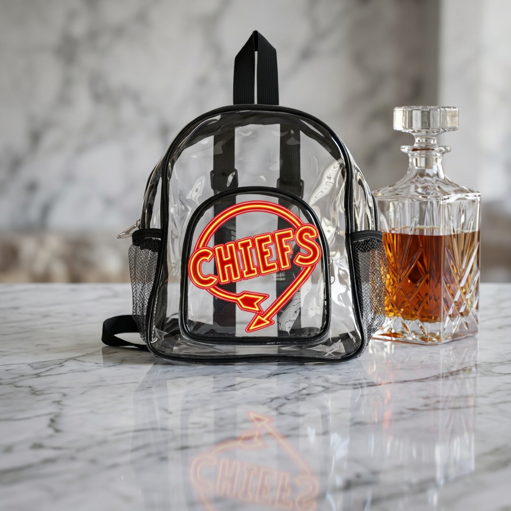 Chiefs Clear Backpack, Football Stadium Bag, Transparent Bag