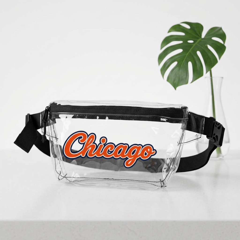 Chicago Clear Stadium Bag, Football Belt Bag, Transparent Fanny Pack