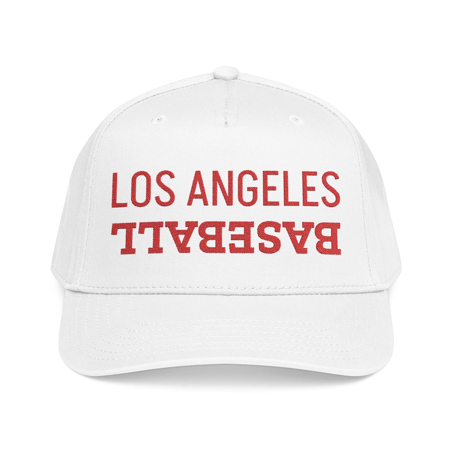 Embroidered Red LA Baseball Hat, Mid Profile Baseball Cap, Los Angeles Baseball Gifts