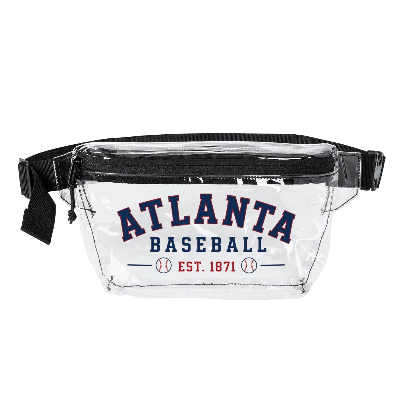 Atlanta Clear Stadium Bag, Baseball Belt Bag, Transparent Fanny Pack