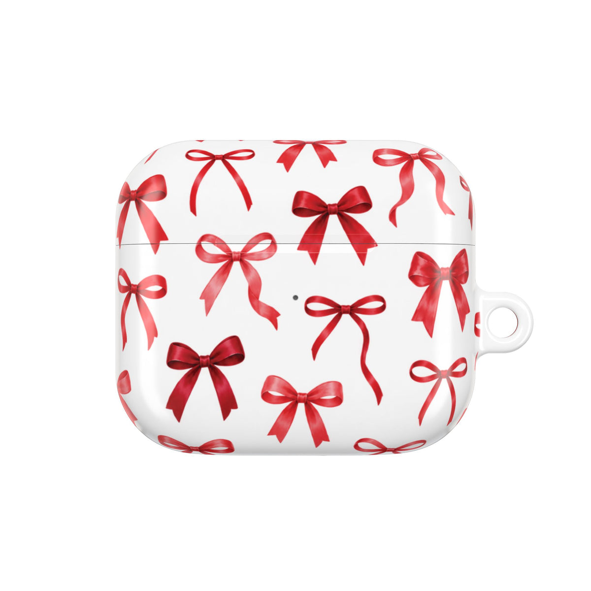 Red Ribbon Pattern AirPods Case | Holiday Bow Protective Earbud Case
