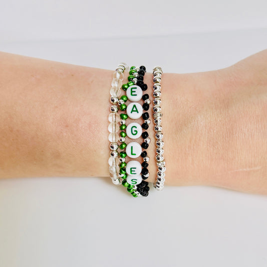 Eagles Football Woven, Beaded Bracelet, Seed Bead Jewelry, Handmade Game Day Gift