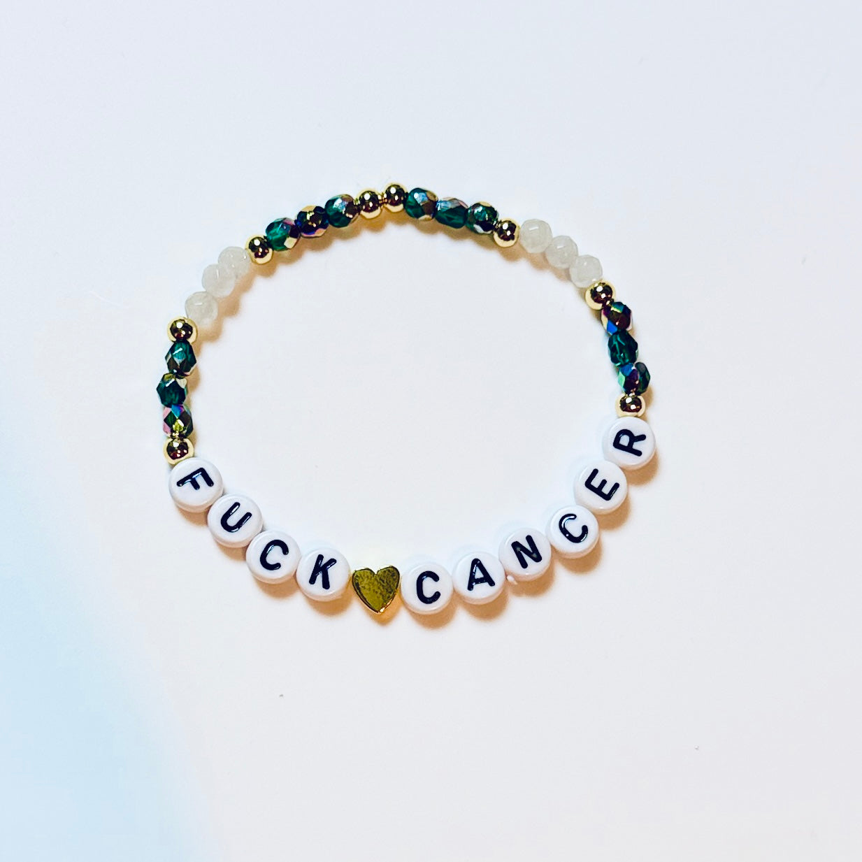 Fuck Cancer Bracelet, Cancer Sucks Bracelet, Cancer Awareness Jewelry, Custom Color Beaded Bracelet, Gold Rose Gold or Silver Accent, Proceed Donation