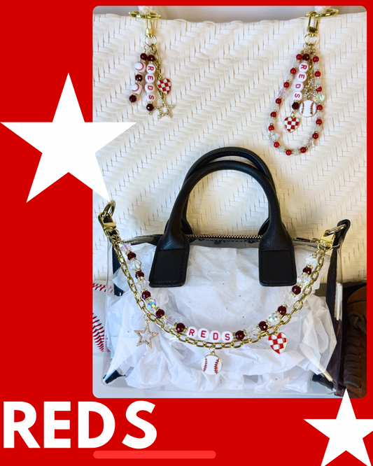 Reds Bag Charm | Baseball Keychain Zipper Pull | Baseball Fan Gift | Choose Your Team & Size | Handmade Sports Accessory