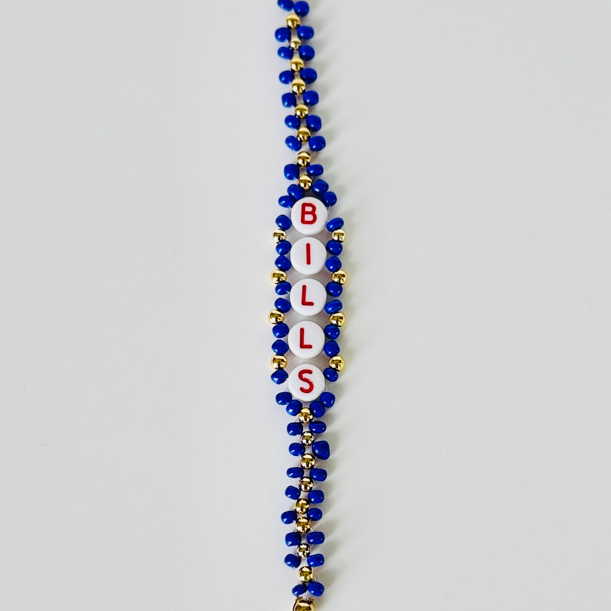 Bills Football Woven, Beaded Bracelet, Seed Bead Jewelry, Handmade Game Day Gift