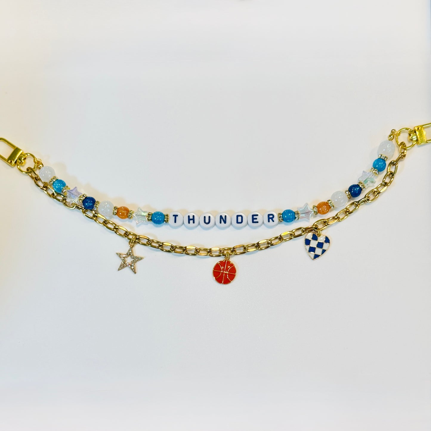 Basketball Beaded Bag Chain: Handmade with Custom Team Name, Basketball, Star and Heart Charms
