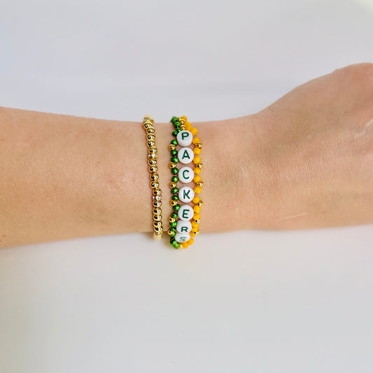 Packers Football Woven, Beaded Bracelet, Seed Bead Jewelry, Handmade Game Day Gift