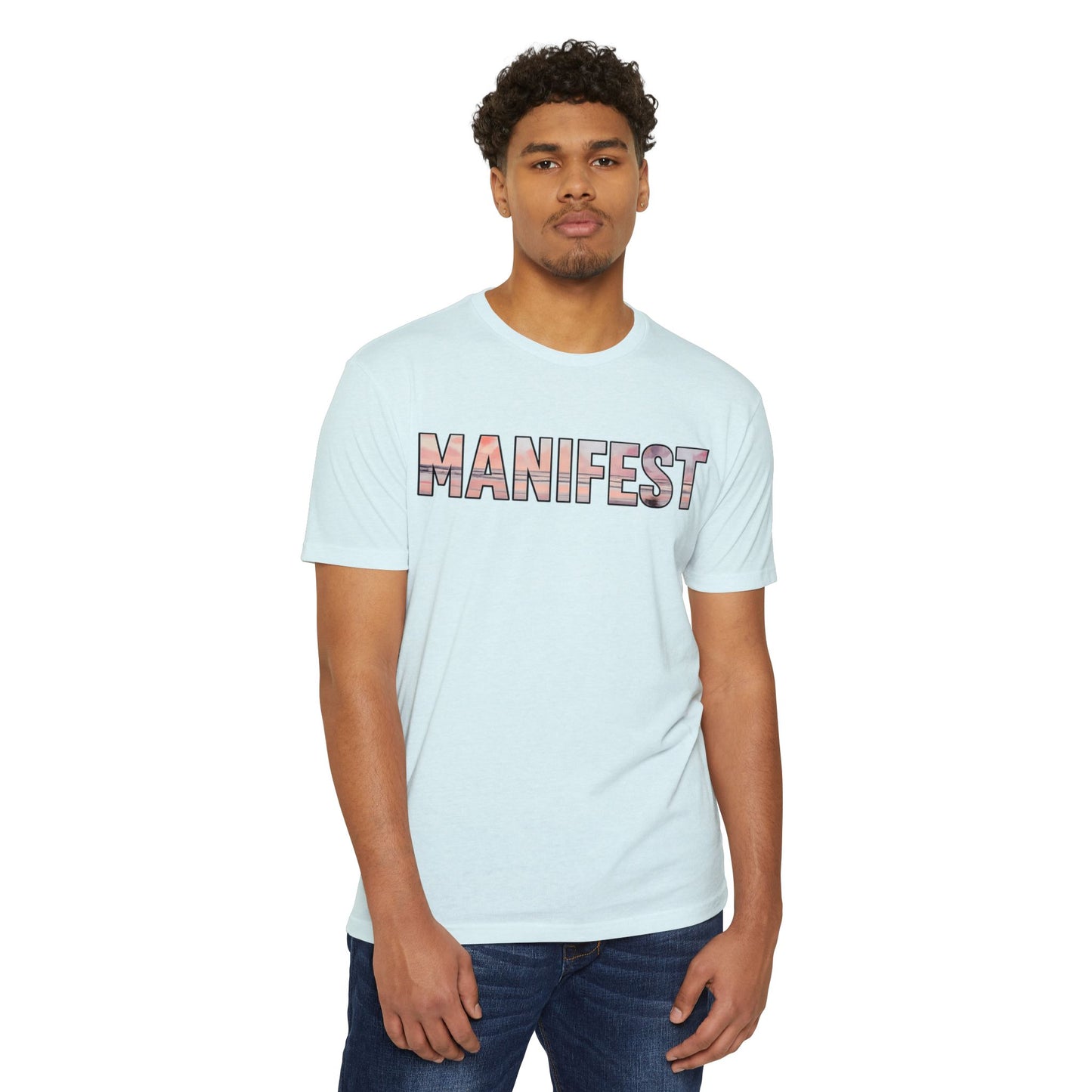 Manifest Sunset Block Text T-Shirt, Manifest Graphic Tee, Positive Affirmation Top