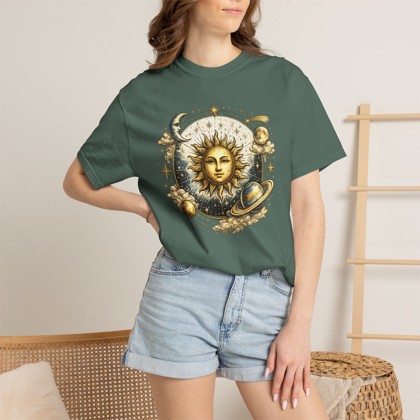 Celestial Sun and Moon Graphic Tee: Astrology Planet Shirt, Universe Shirt, Solar System Tee
