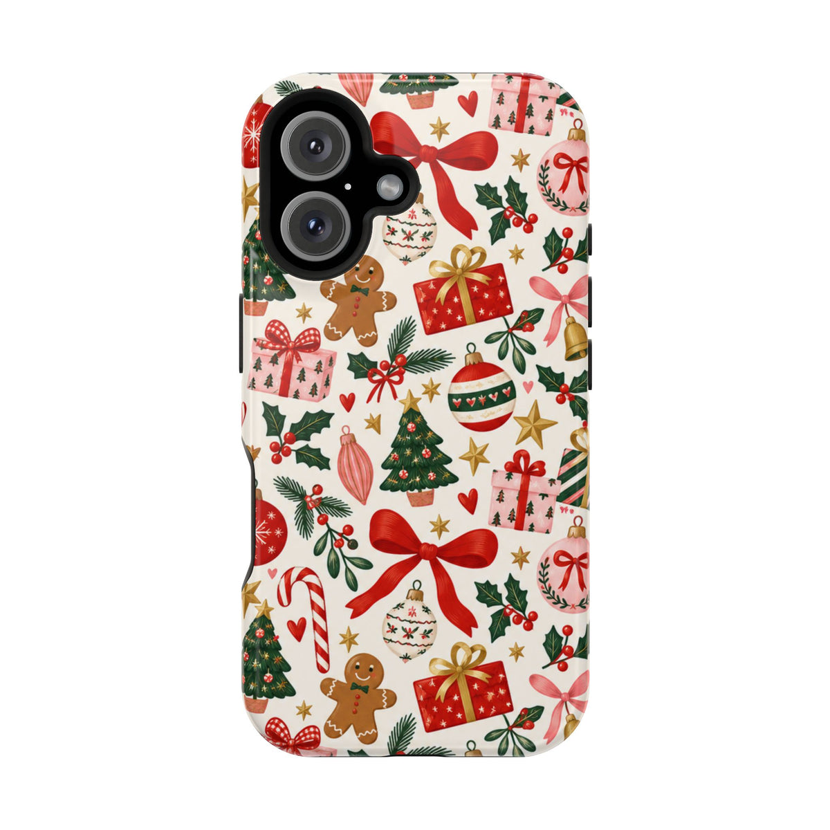 Christmas Gifts and Gingerbread Pattern Phone Case | Red and Green Holiday Phone Case