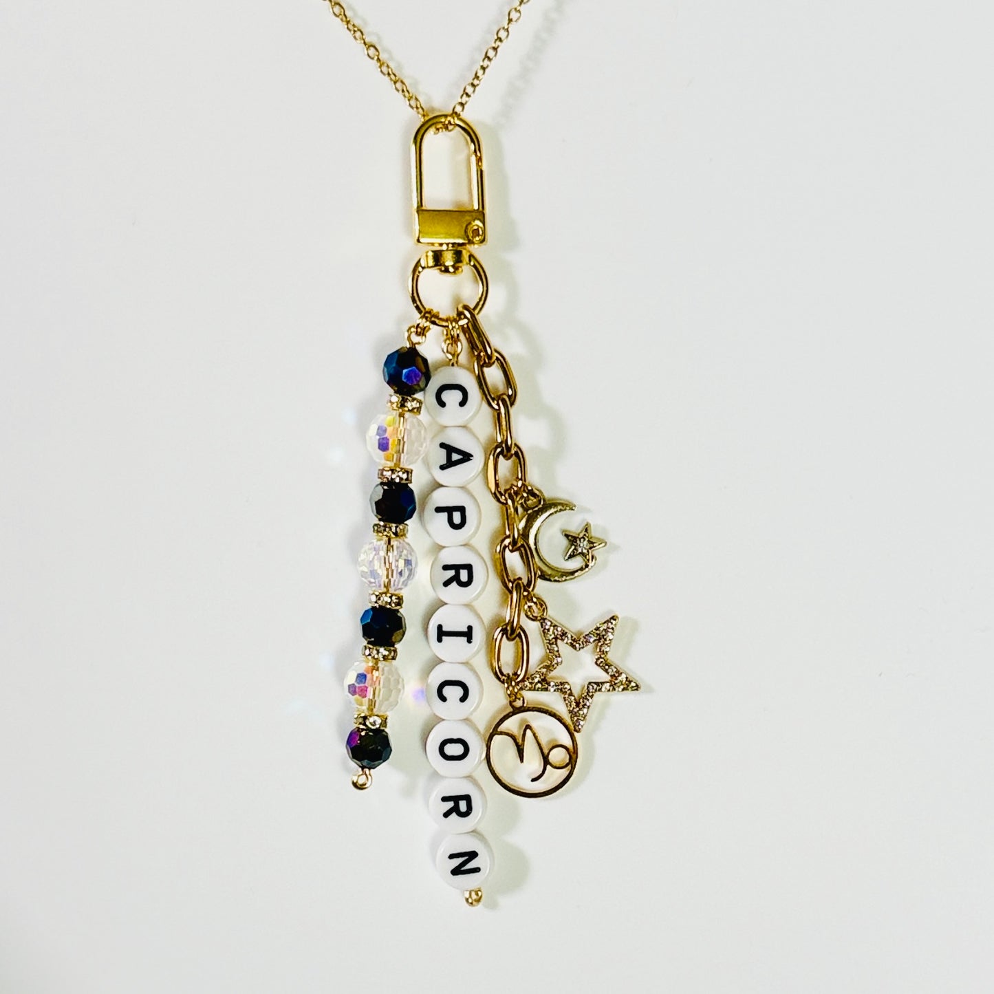 Zodiac Bag Charm: Horoscope Keychain with Gold or Silver Charms