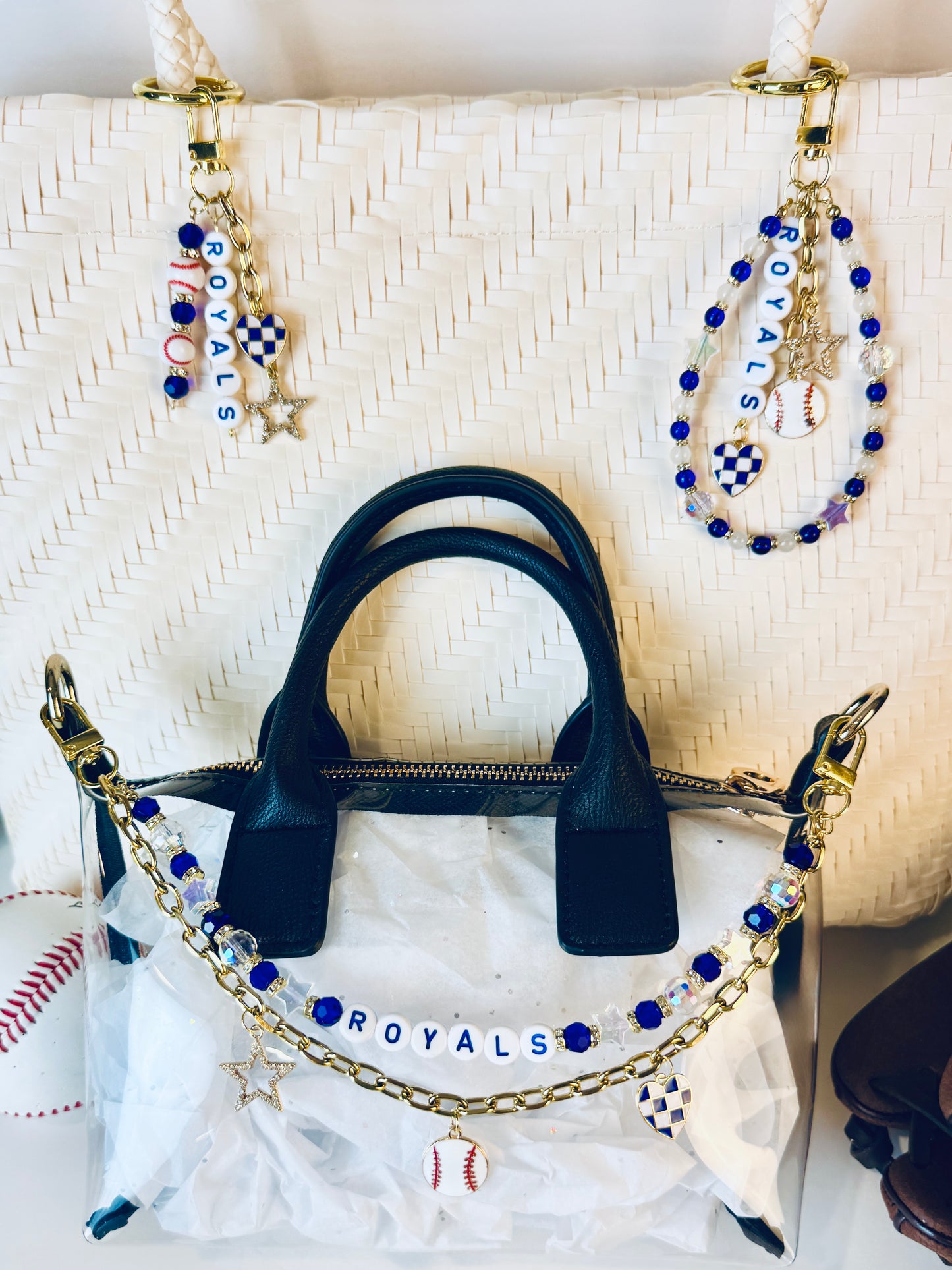 Royals Bag Charm | Baseball Keychain Zipper Pull | Baseball Fan Gift | Choose Your Team & Size | Handmade Sports Accessory