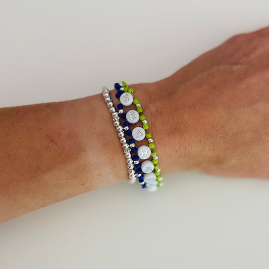 Seahawks Football Woven, Beaded Bracelet, Seed Bead Jewelry, Handmade Game Day Gift