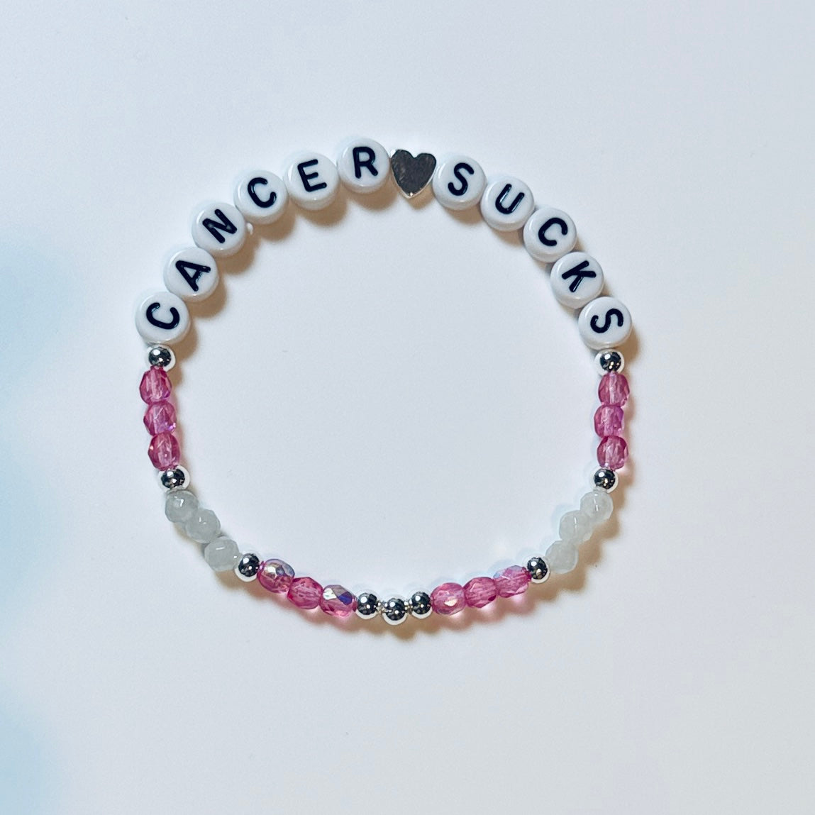 Fuck Cancer Bracelet, Cancer Sucks Bracelet, Cancer Awareness Jewelry, Custom Color Beaded Bracelet, Gold Rose Gold or Silver Accent, Proceed Donation