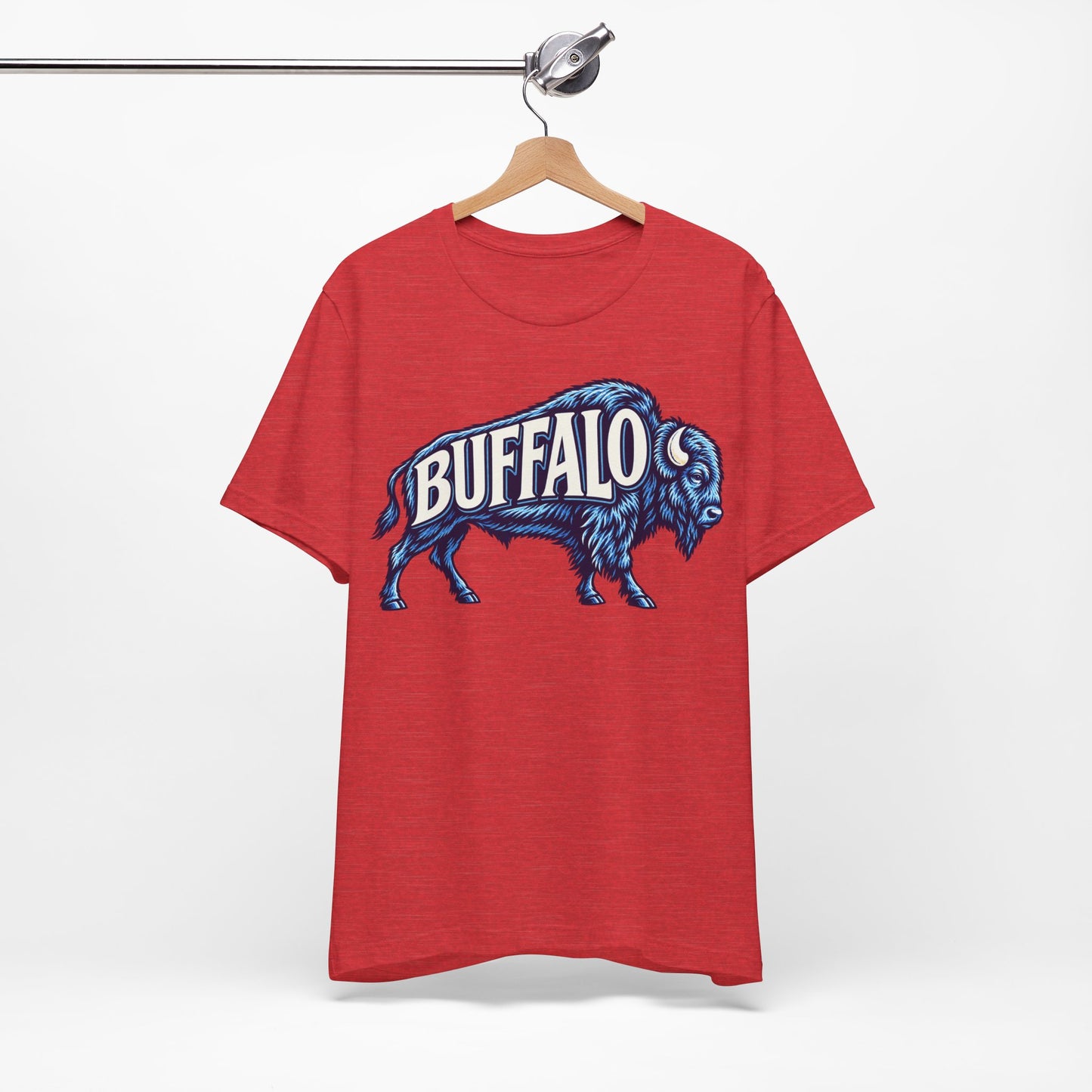 Buffalo T-Shirt, Retro Bison Graphic Tee, Football Shirt, Red and Blue Buffalo Shirt