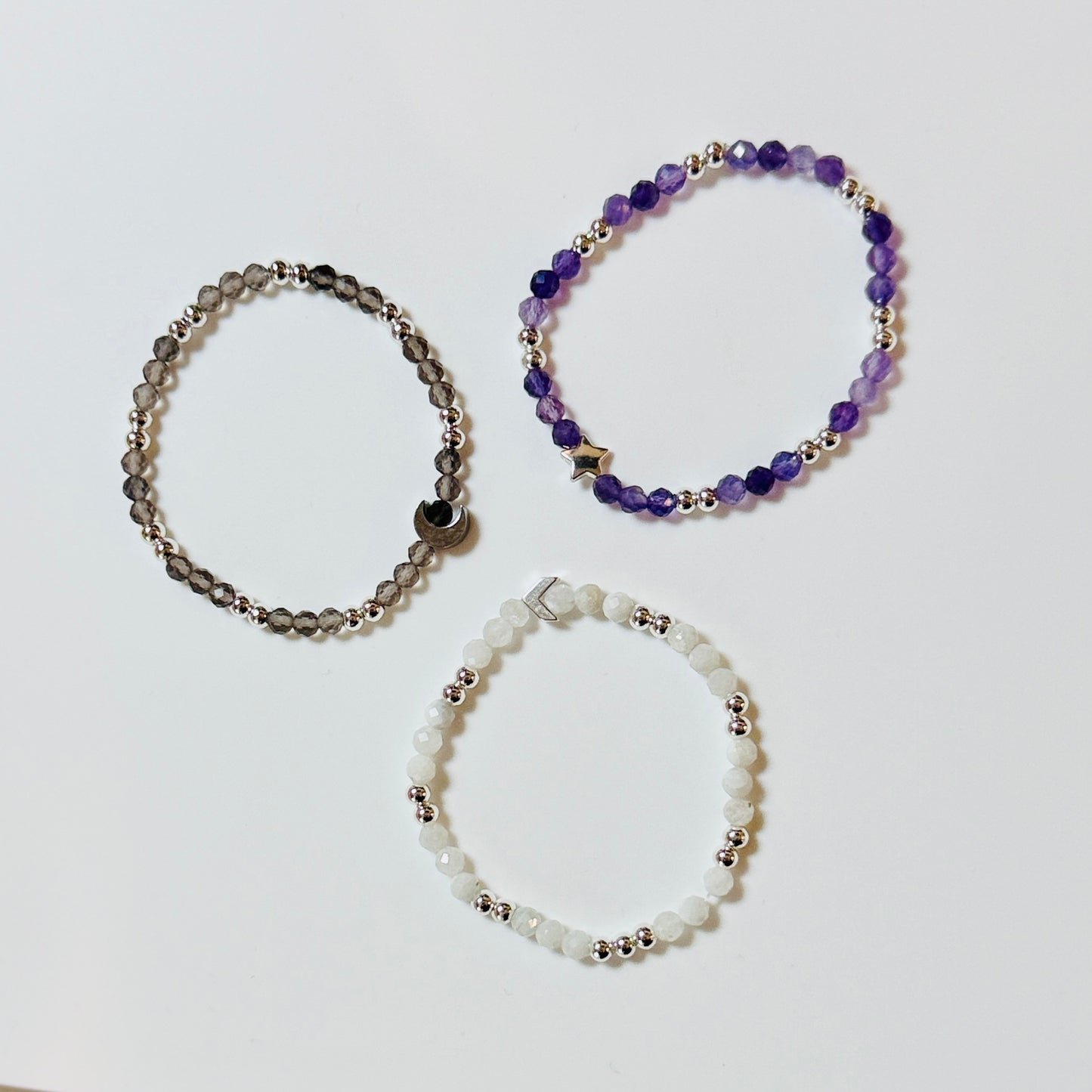 Sun Moon Rising Sign Bracelet Stack, with Personalized Alchemy Card, Custom Astrology Jewelry Set, Birth Chart Bracelet, Star Sign Crystal Bracelets, Personalized Gift, Zodiac Bracelet