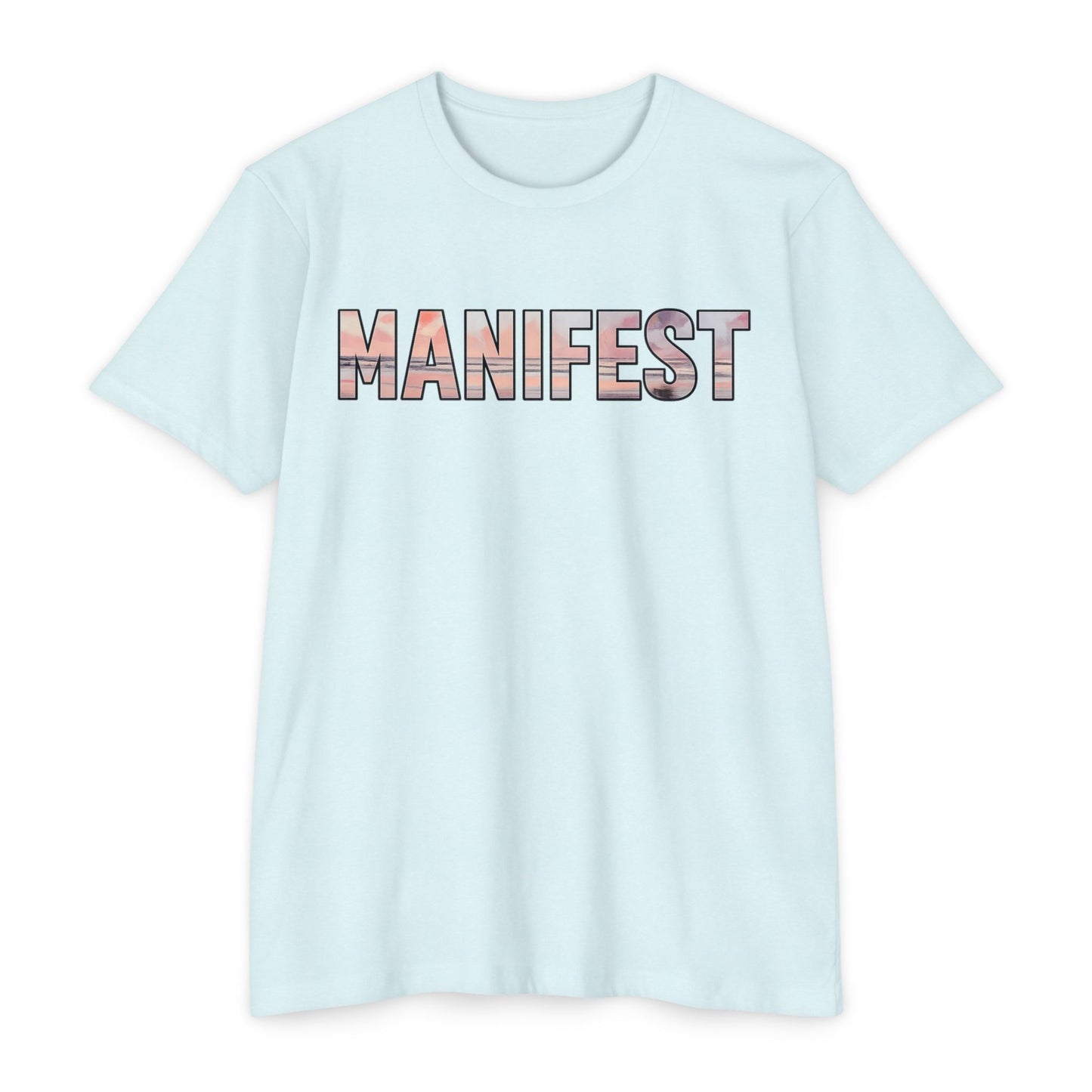 Manifest Sunset Block Text T-Shirt, Manifest Graphic Tee, Positive Affirmation Top