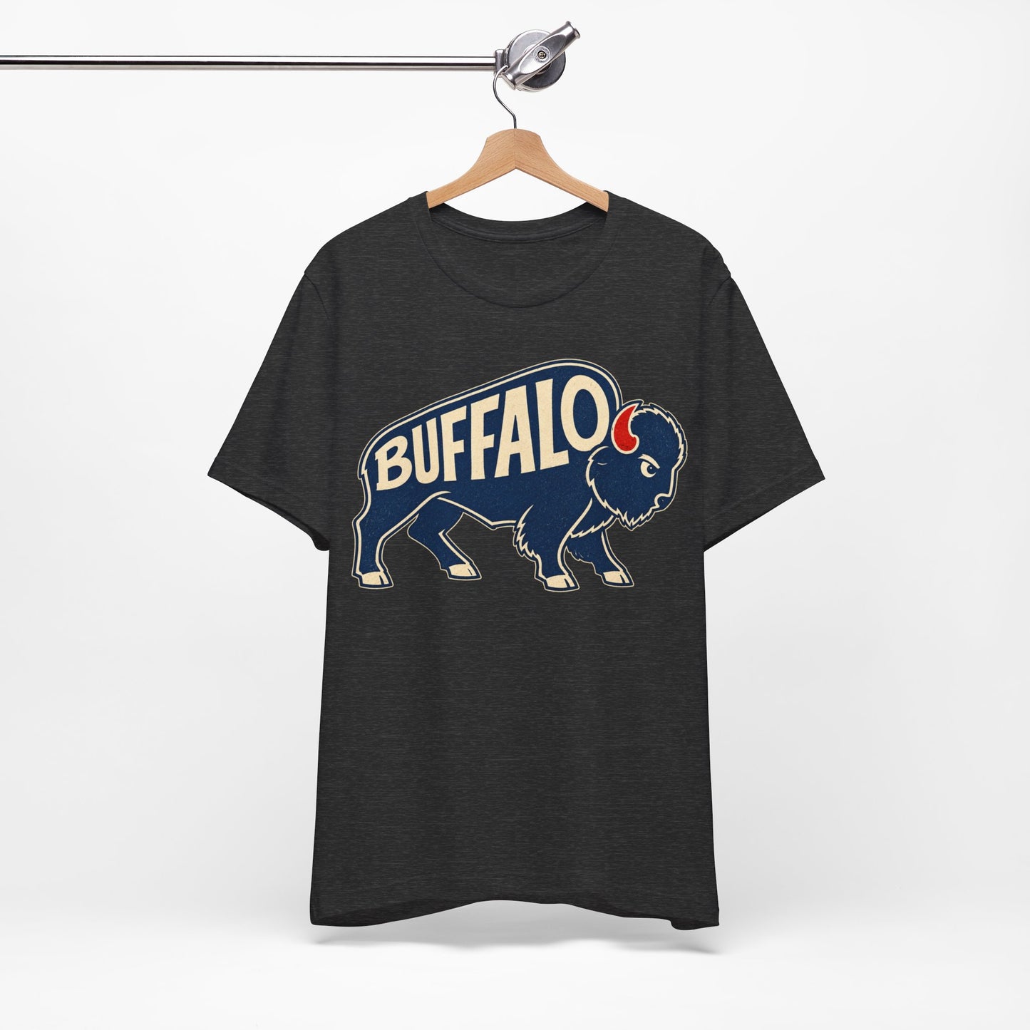 Buffalo Mascot T-Shirt, Retro Bison Graphic Tee, Football Shirt, Red and Blue Buffalo Shirt