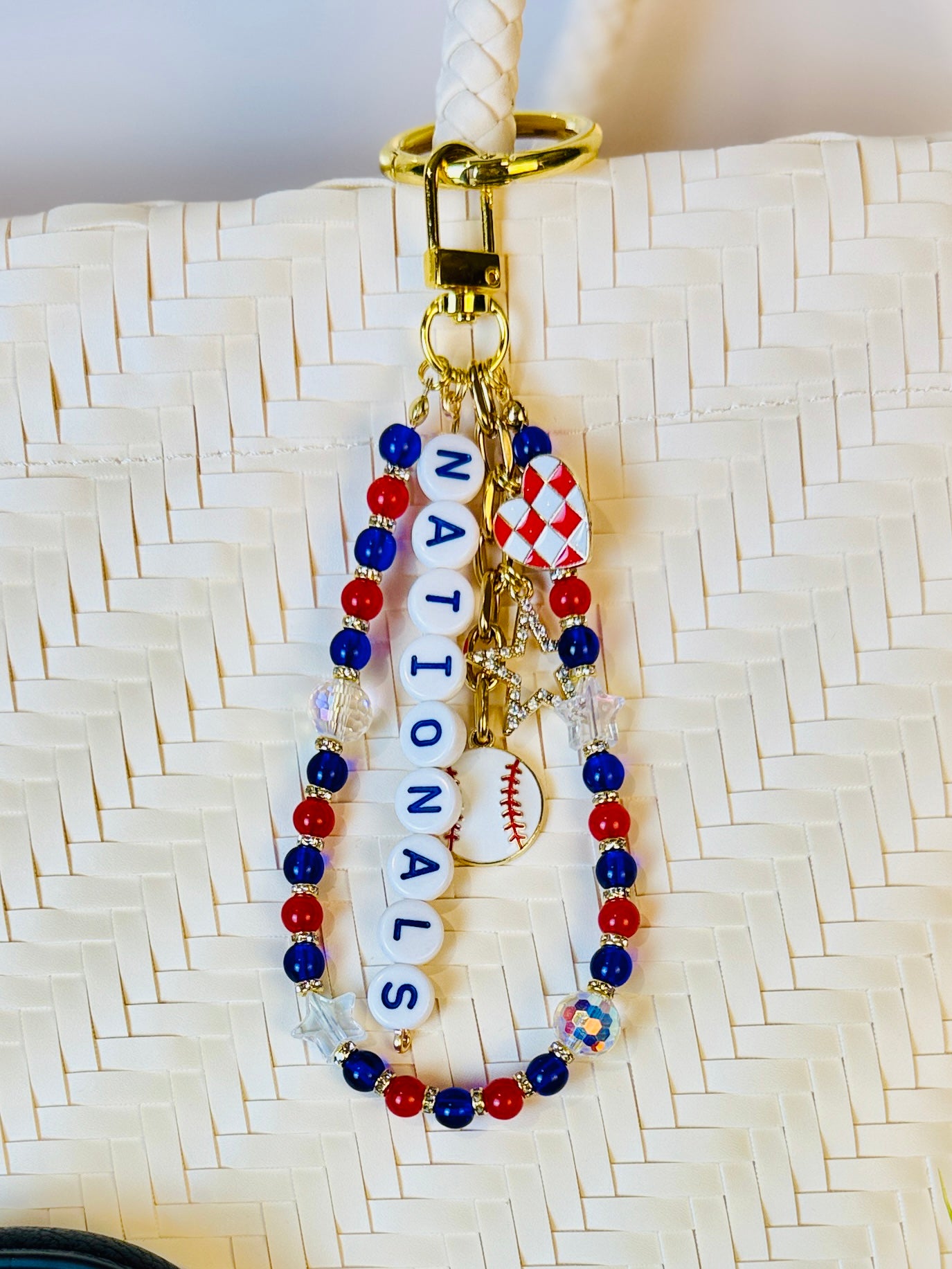 Nationals Bag Charm | Baseball Keychain Zipper Pull | Baseball Fan Gift | Choose Your Team & Size | Handmade Sports Accessory