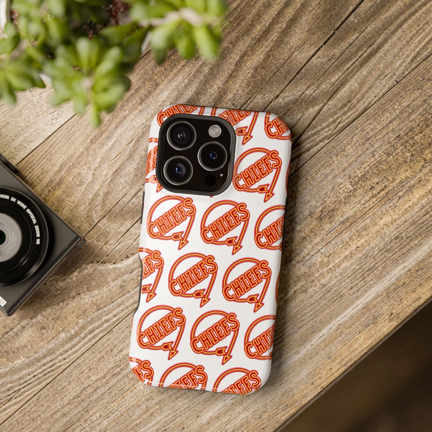 Chiefs Pattern Phone Case, Magnetic Phone Case, Retro Phone Case, Baseball Case for iPhone or Samsung, Chiefs Football Gifts