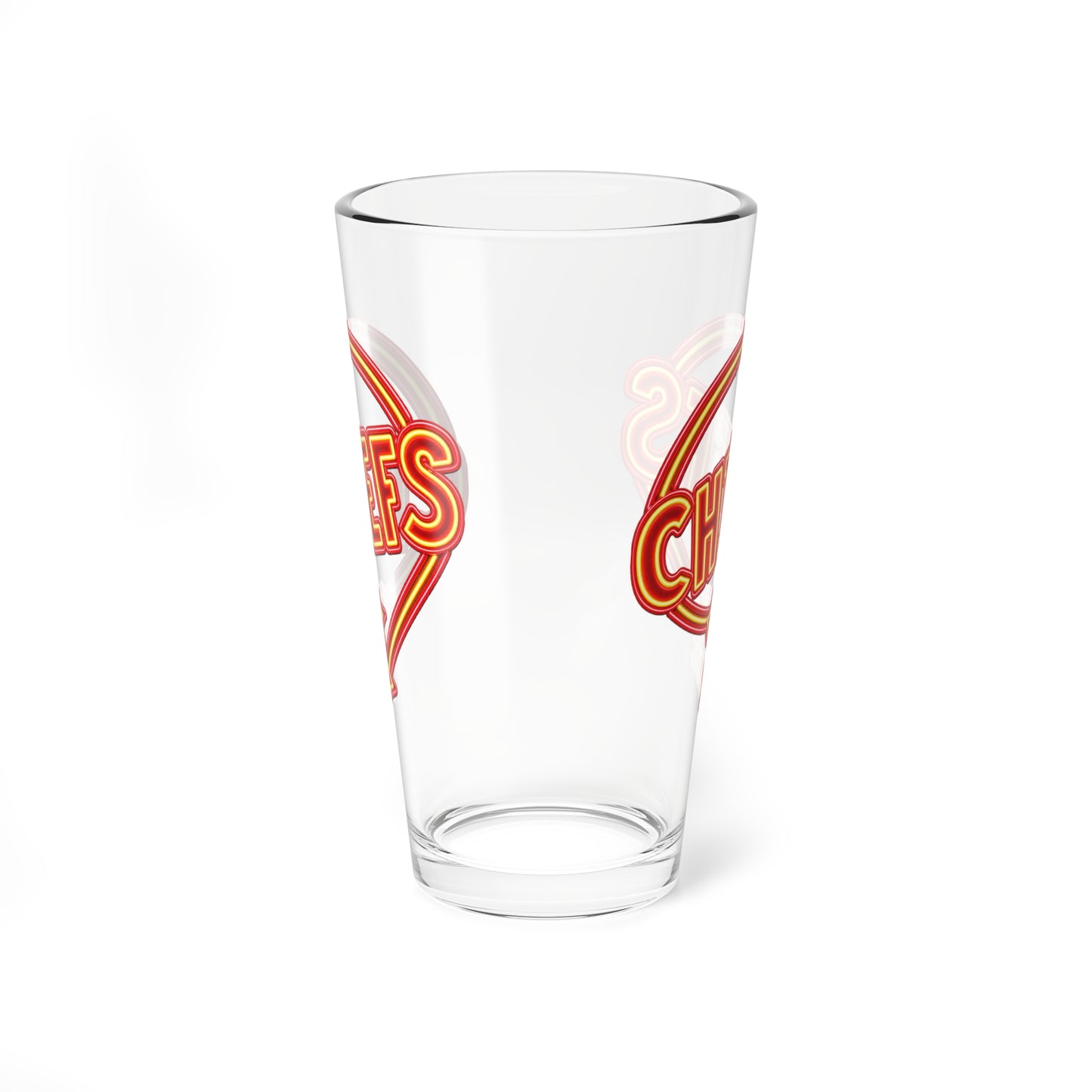 Chiefs Clear Pint Glass 16oz, Football Gifts, Football Glassware