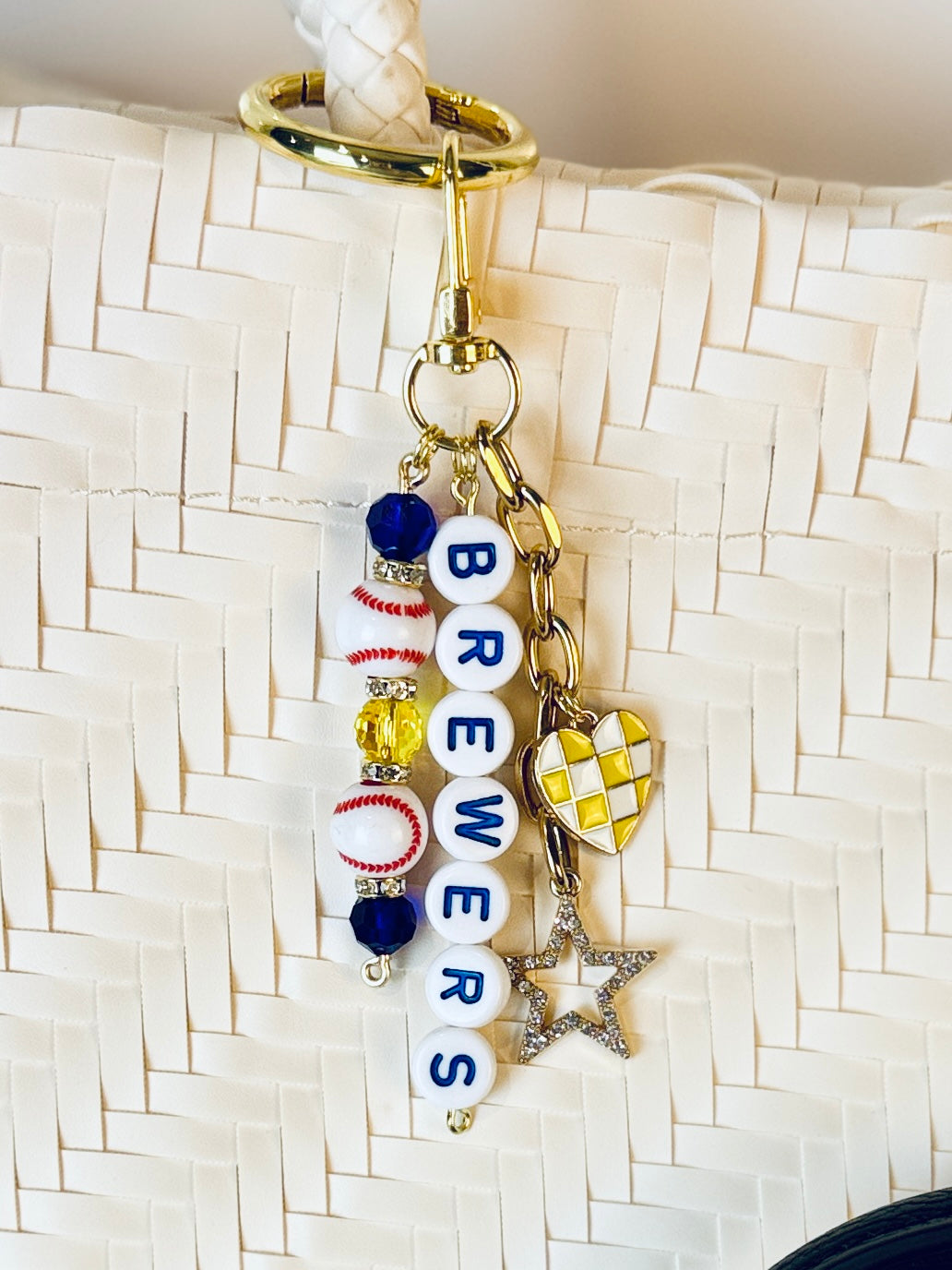 Brewers Bag Charm | Baseball Keychain Zipper Pull | Baseball Fan Gift | Choose Your Team & Size | Handmade Sports Accessory