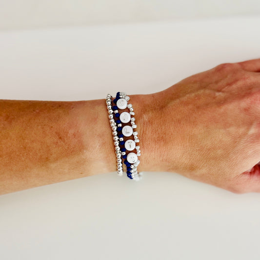 Colts Football Woven Bracelet – Blue and White Seed Bead Jewelry, Handmade Game Day Gift, Sports Fan Beaded Bracelet