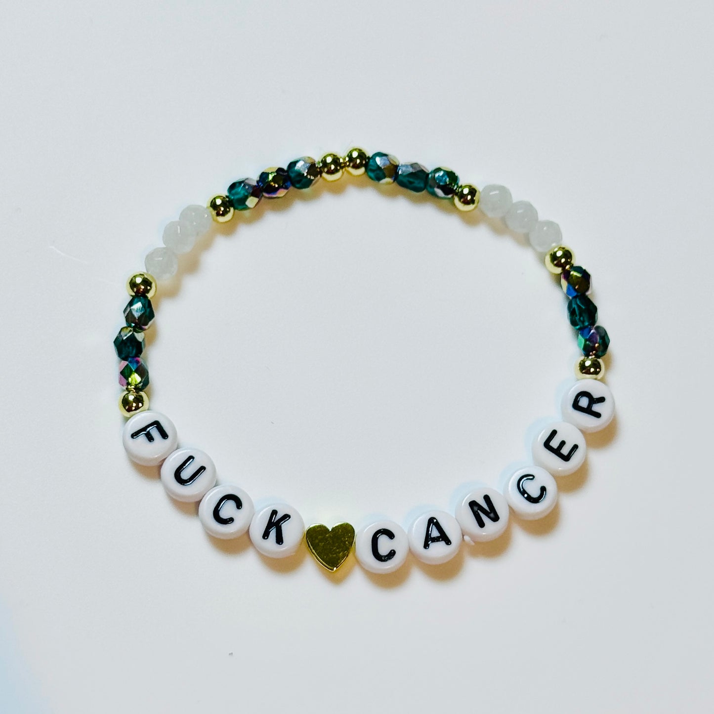 Fuck Cancer Bracelet, Cancer Sucks Bracelet, Cancer Awareness Jewelry, Custom Color Beaded Bracelet, Gold Rose Gold or Silver Accent, Proceed Donation