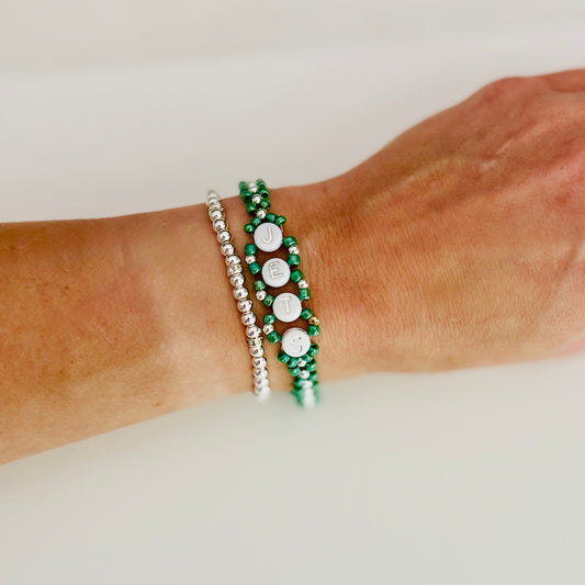 Jets Football Woven Bracelet – Green, White, and Black Game Day Beaded Jewelry, Handmade Fan Gift for Sports Lovers