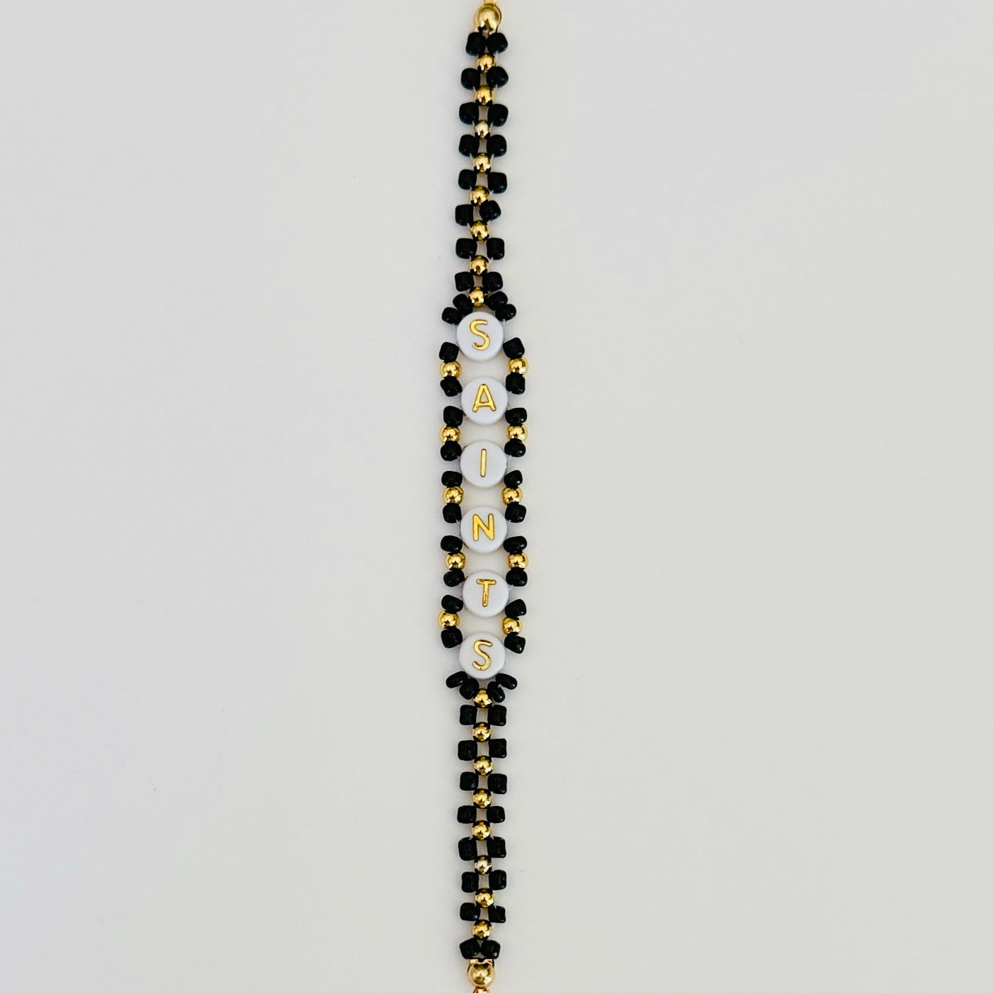 Saints Football Woven, Beaded Bracelet, Handmade Football Fan Gift