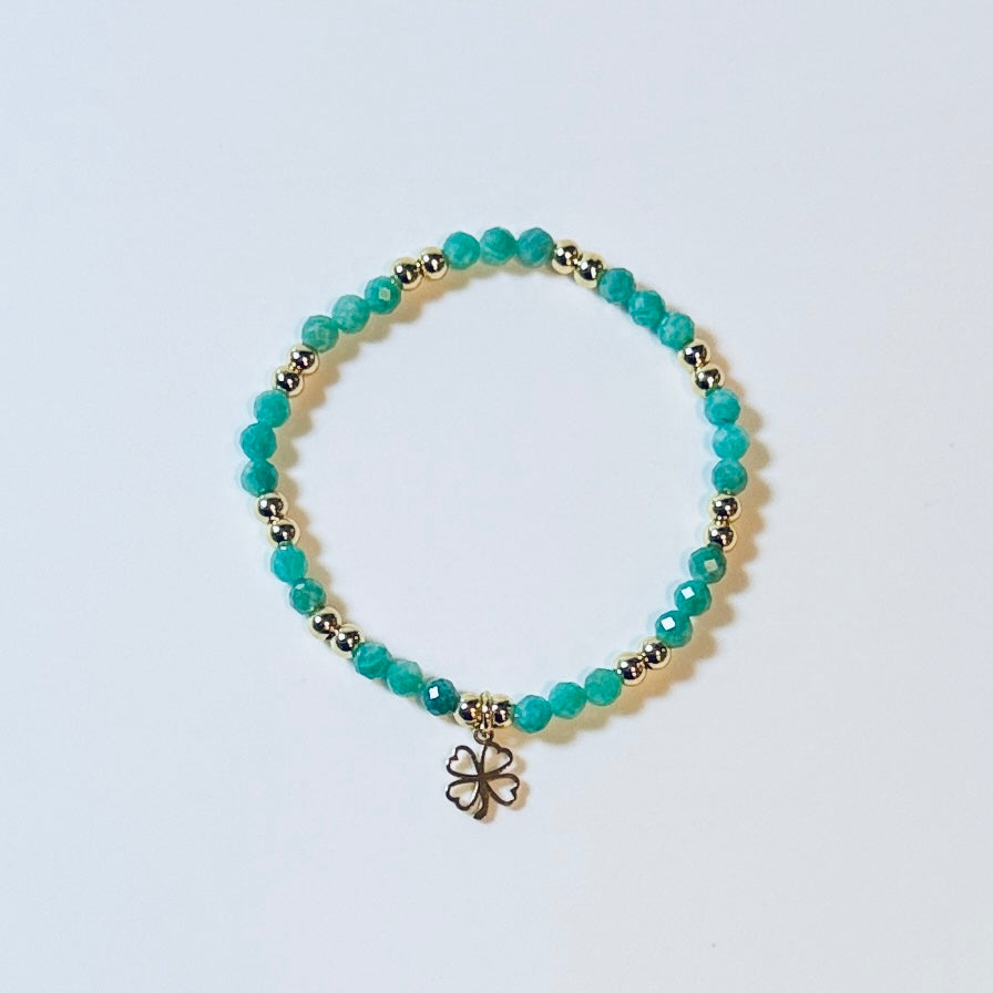 Manifestation Bracelet: 4mm Faceted Gemstone Charm, Intention Jewelry