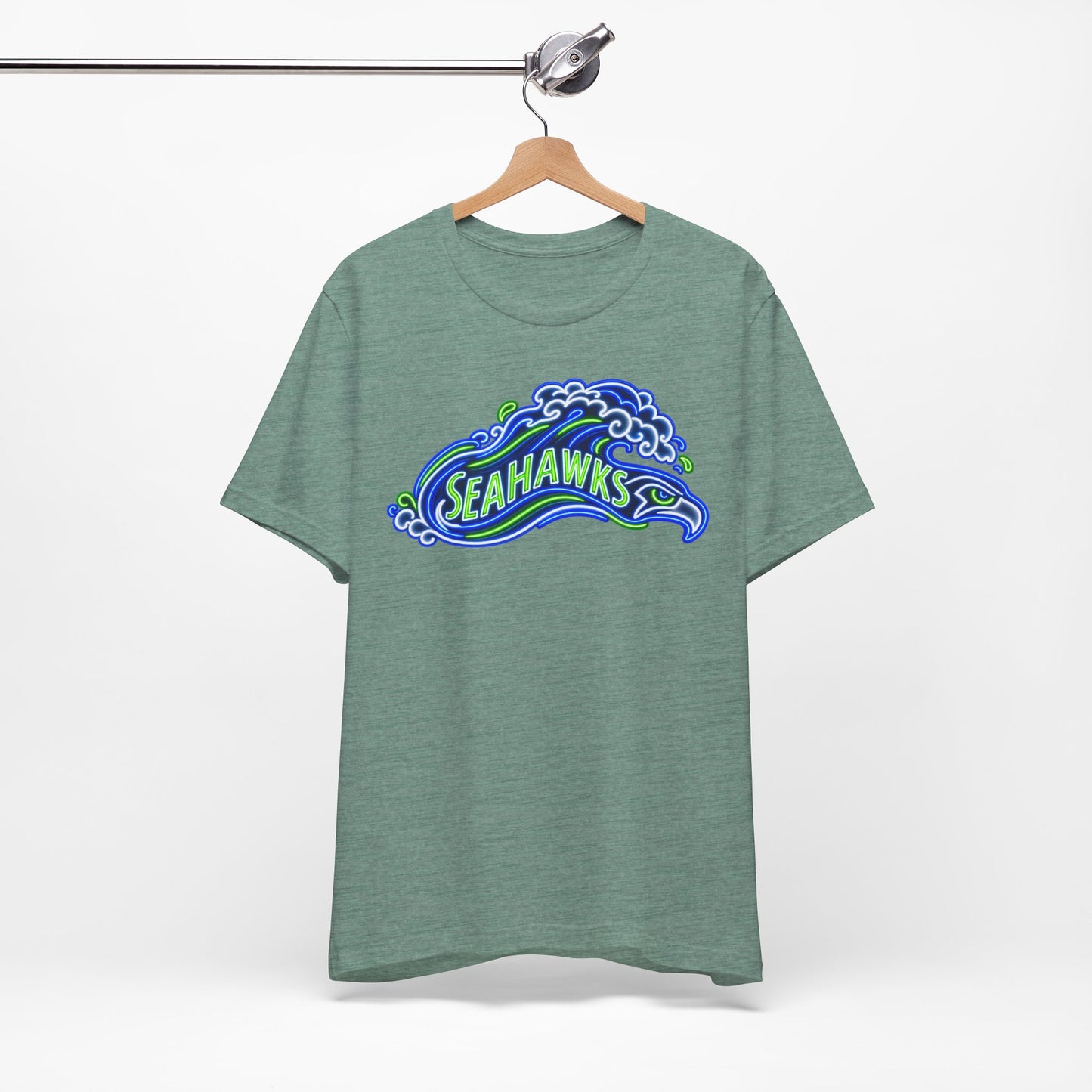 Seahawks Neon Sign T-Shirt, Retro Seahawks Graphic Tee, Football Shirt