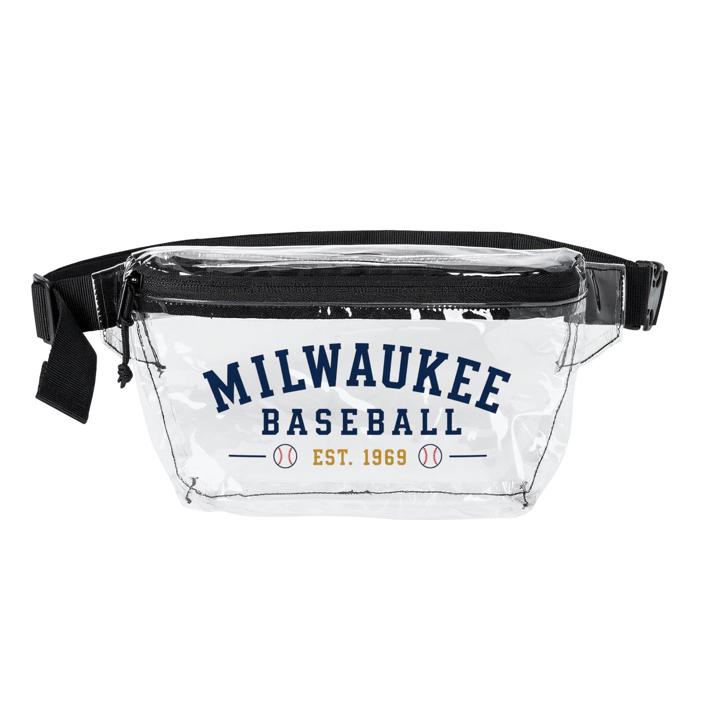 Milwaukee Clear Stadium Bag, Baseball Belt Bag, Transparent Fanny Pack
