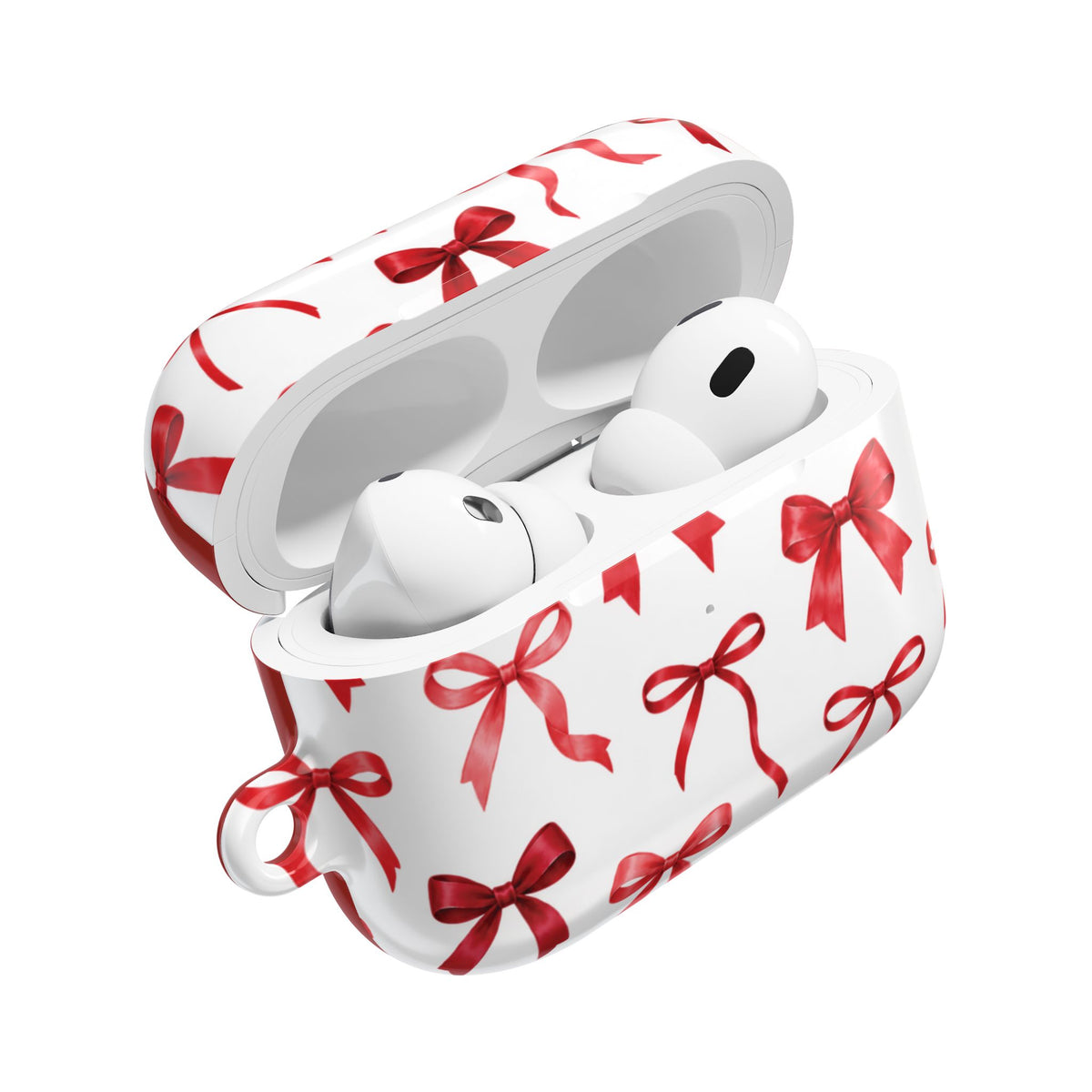 Red Ribbon Pattern AirPods Case | Holiday Bow Protective Earbud Case