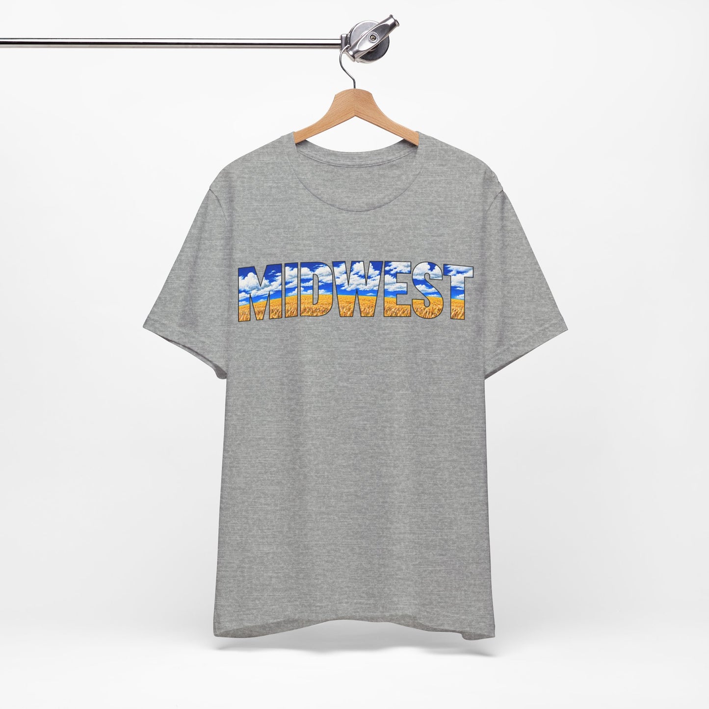 Midwest Graphic Tee, Outline Text T-shirt, Wheat Art