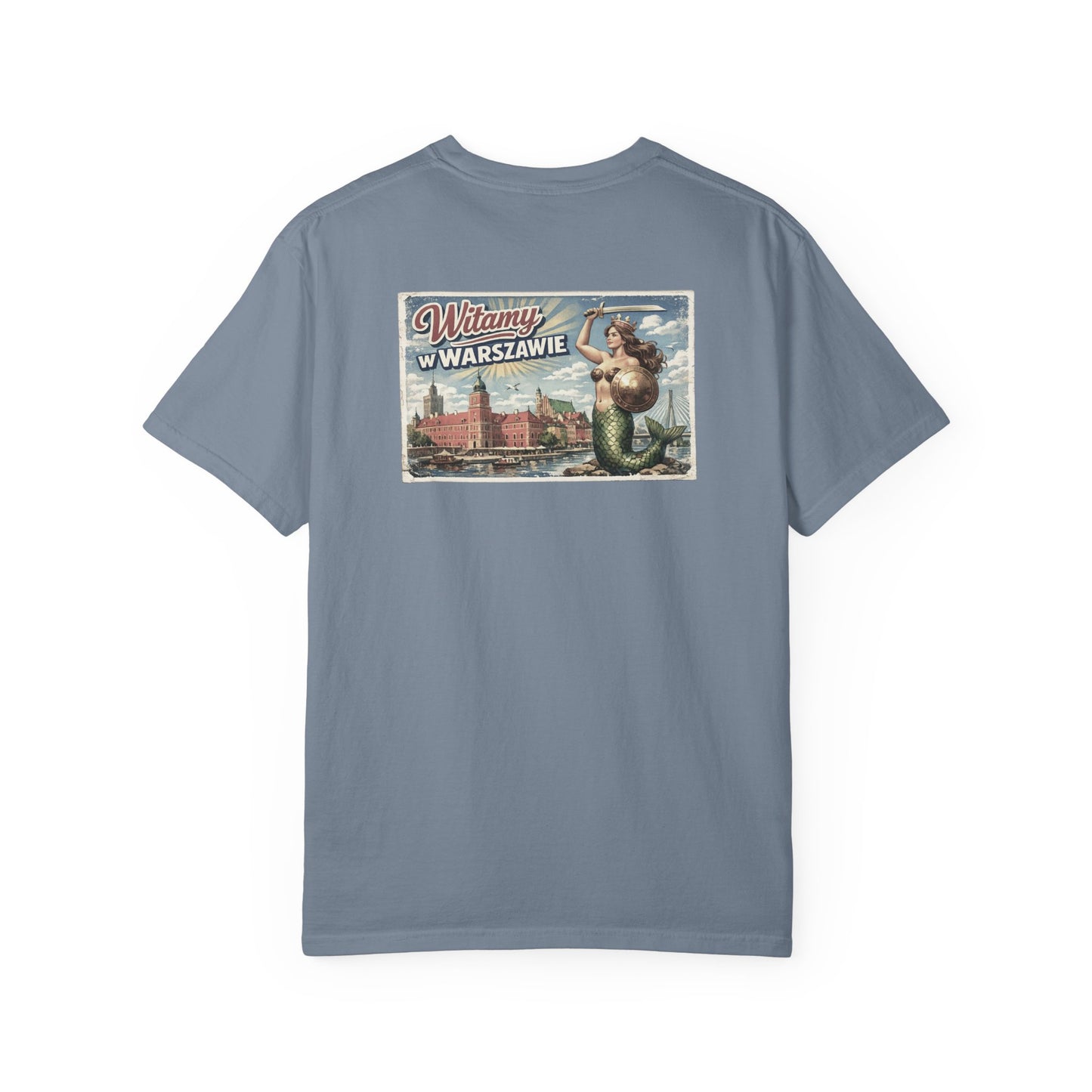 Warsaw Mermaid Shirt: Witamy w Warszawie Mermaid Vintage Postcard T-shirt, Polish Language Shirt, Poland Shirt