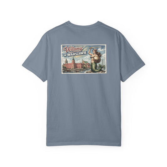 Warsaw Mermaid Shirt: Witamy w Warszawie Mermaid Vintage Postcard T-shirt, Polish Language Shirt, Poland Shirt