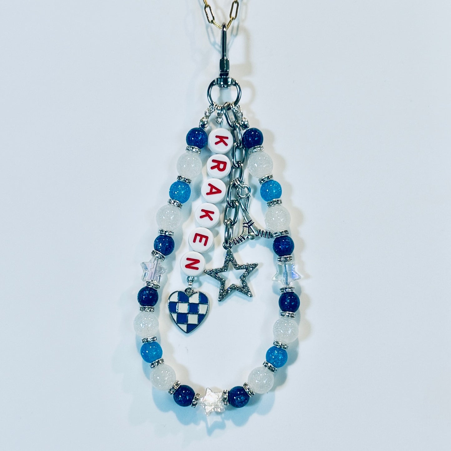 Hockey Team Bag Charm – Oilers, Stars, Hurricanes, Blues, Custom Sports Charms, Hockey Keychain