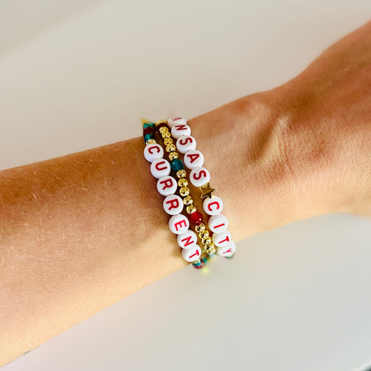 Kansas City Women’s Soccer-Inspired Beaded Bracelet Set with Czech Glass & Crystal Beads
