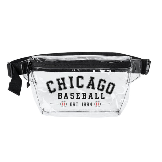 Chicago Clear Stadium Bag, Baseball Belt Bag, Transparent Fanny Pack, Black and Clear Bag