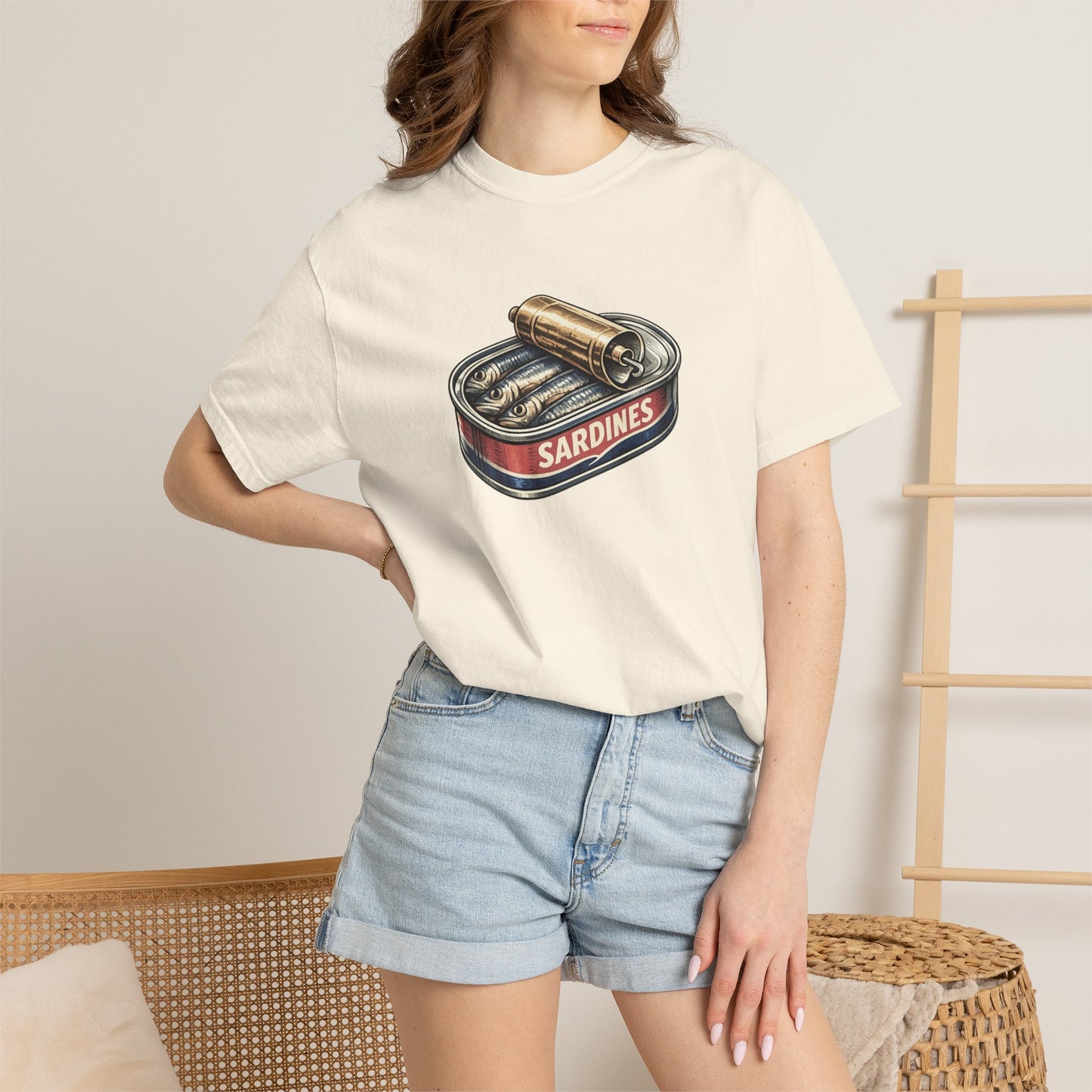 Sardines Tin T-Shirt, Retro Seafood Graphic Tee, Illustrated Shirt, Funny Shirt
