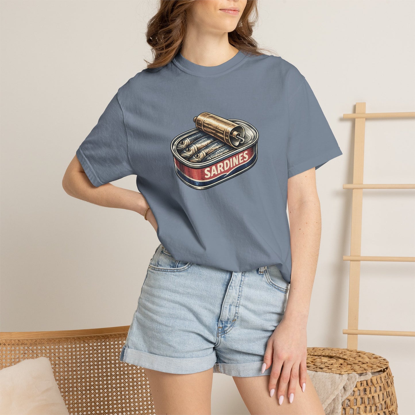 Sardines Tin T-Shirt, Retro Seafood Graphic Tee, Illustrated Shirt, Funny Shirt
