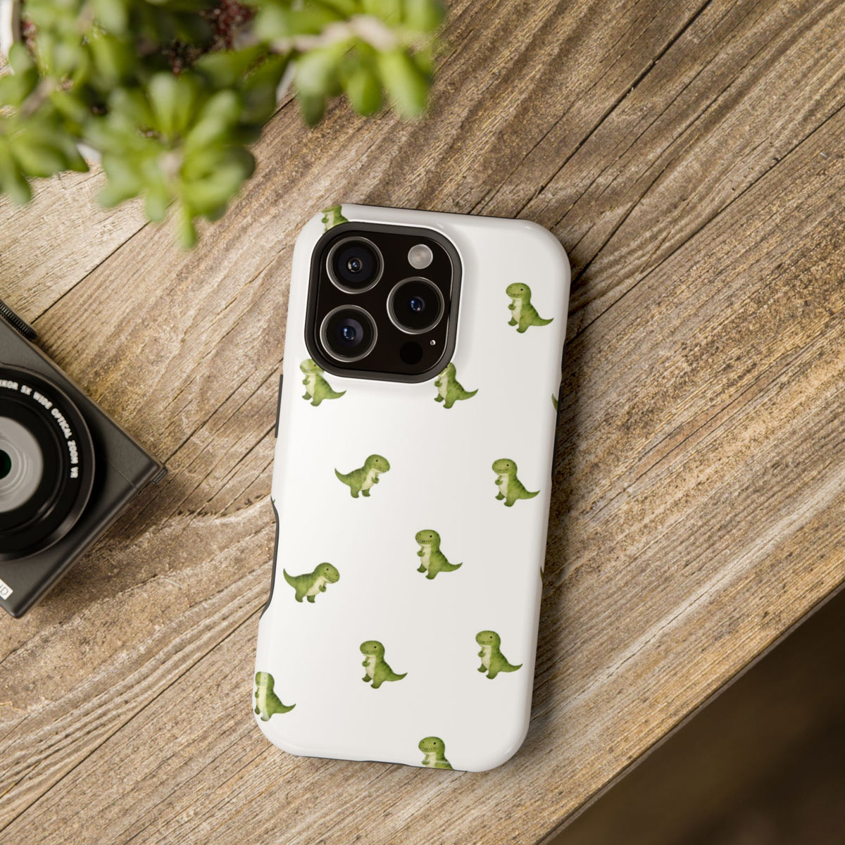 Tiny Green Dinosaur Phone Case | Magnetic Impact-Resistant Phone Case