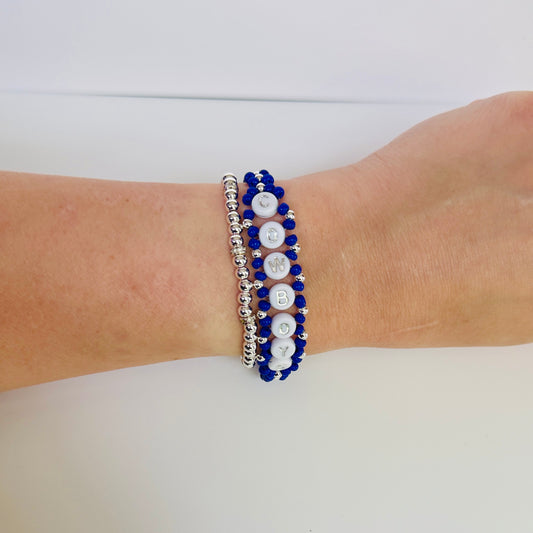 Cowboys Football Woven, Blue and White Beaded Bracelet, Game Day Gift