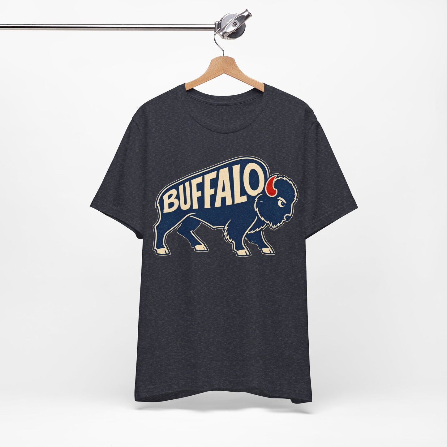 Buffalo Mascot T-Shirt, Retro Bison Graphic Tee, Football Shirt, Red and Blue Buffalo Shirt