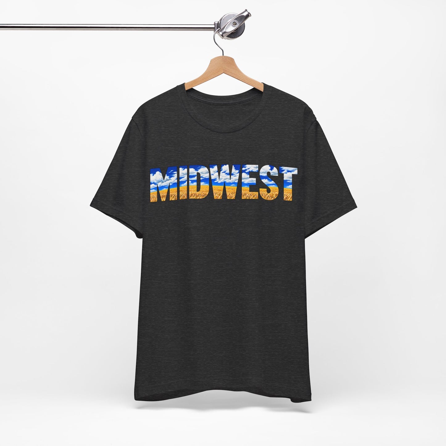 Midwest Graphic Tee, Outline Text T-shirt, Wheat Art